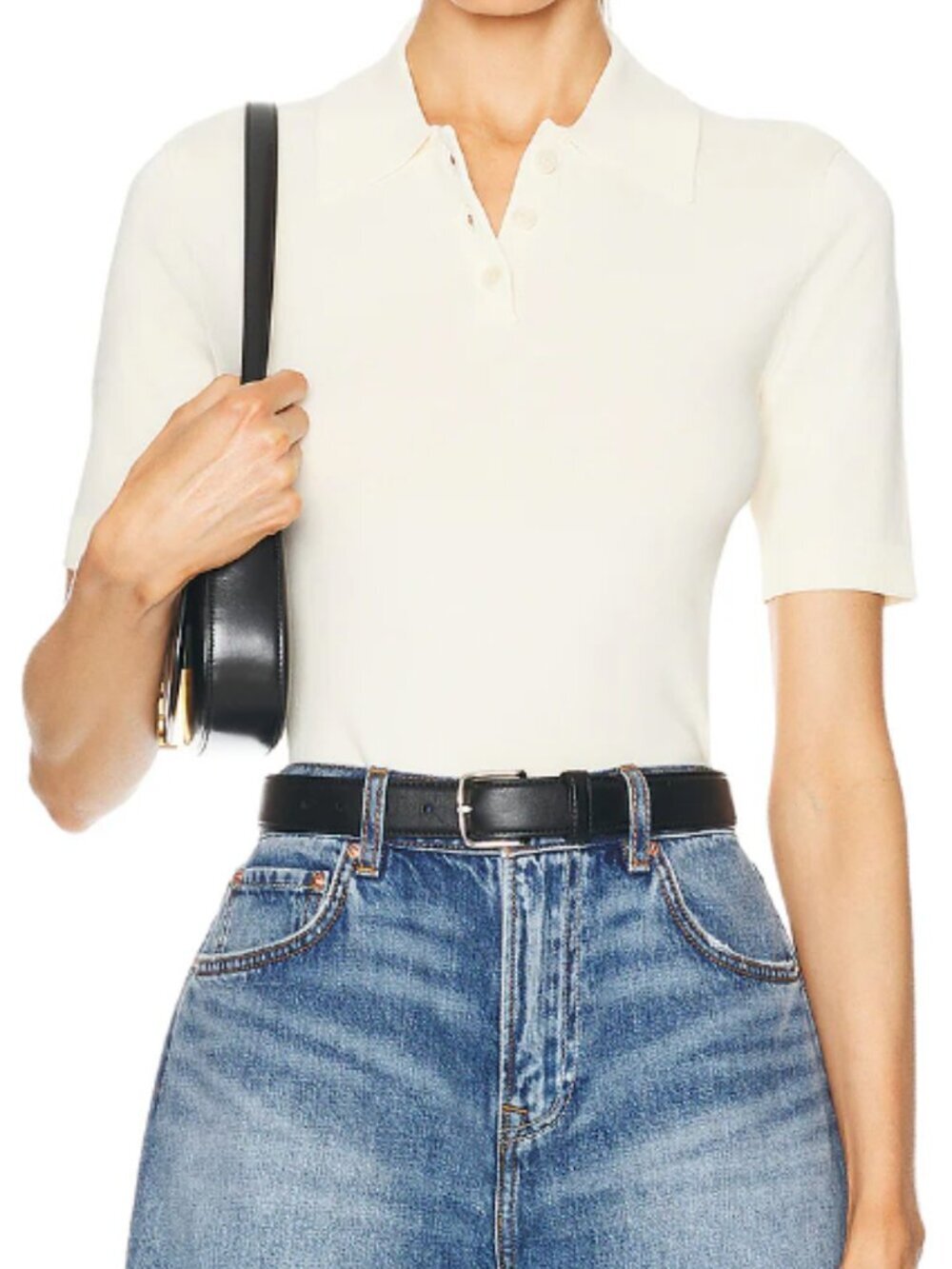 Grlfrnd Jordan Cropped Polo Pullover : Small